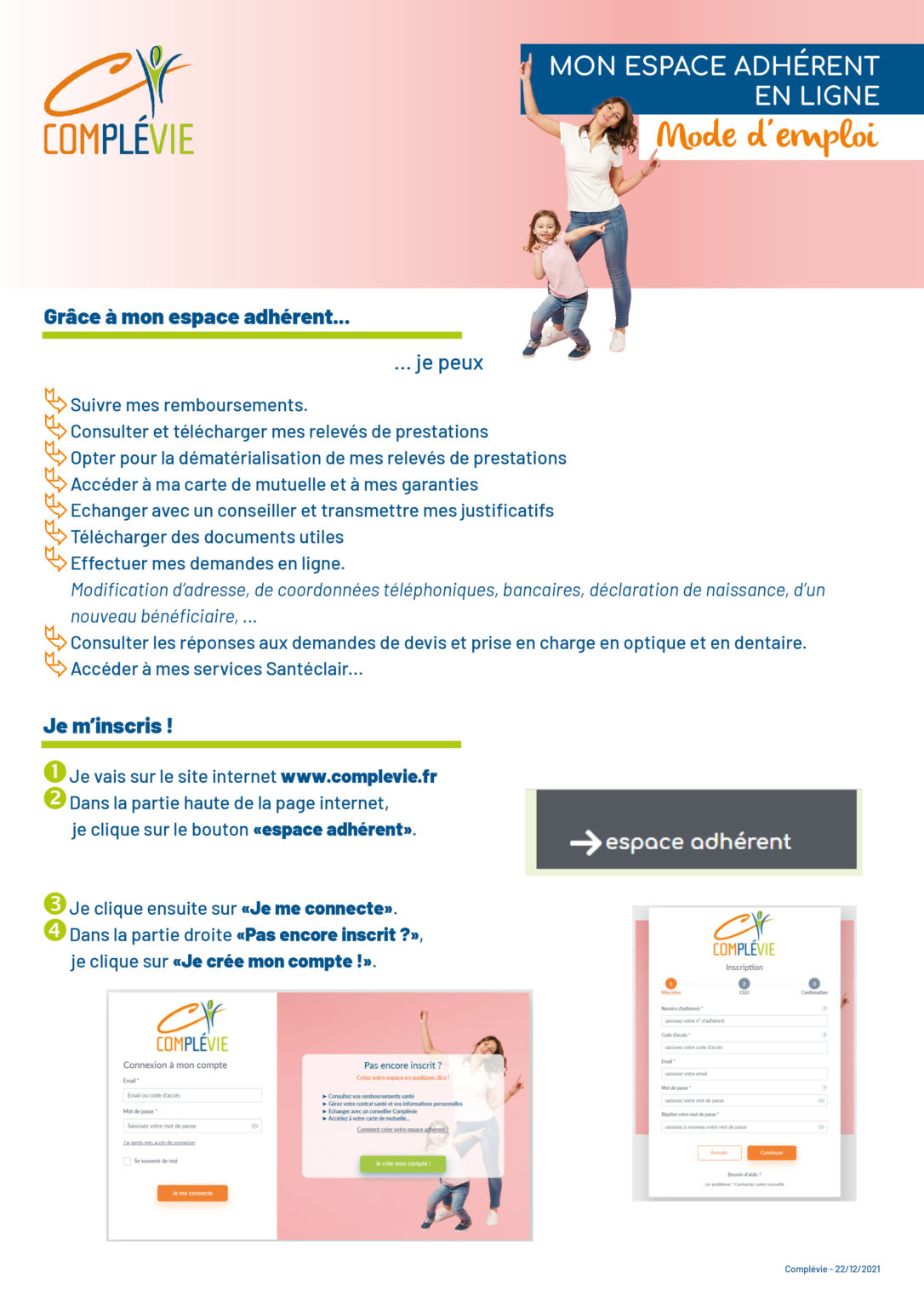 Introduction espace adhérent COMPLÉVIE, guide d'utilisation